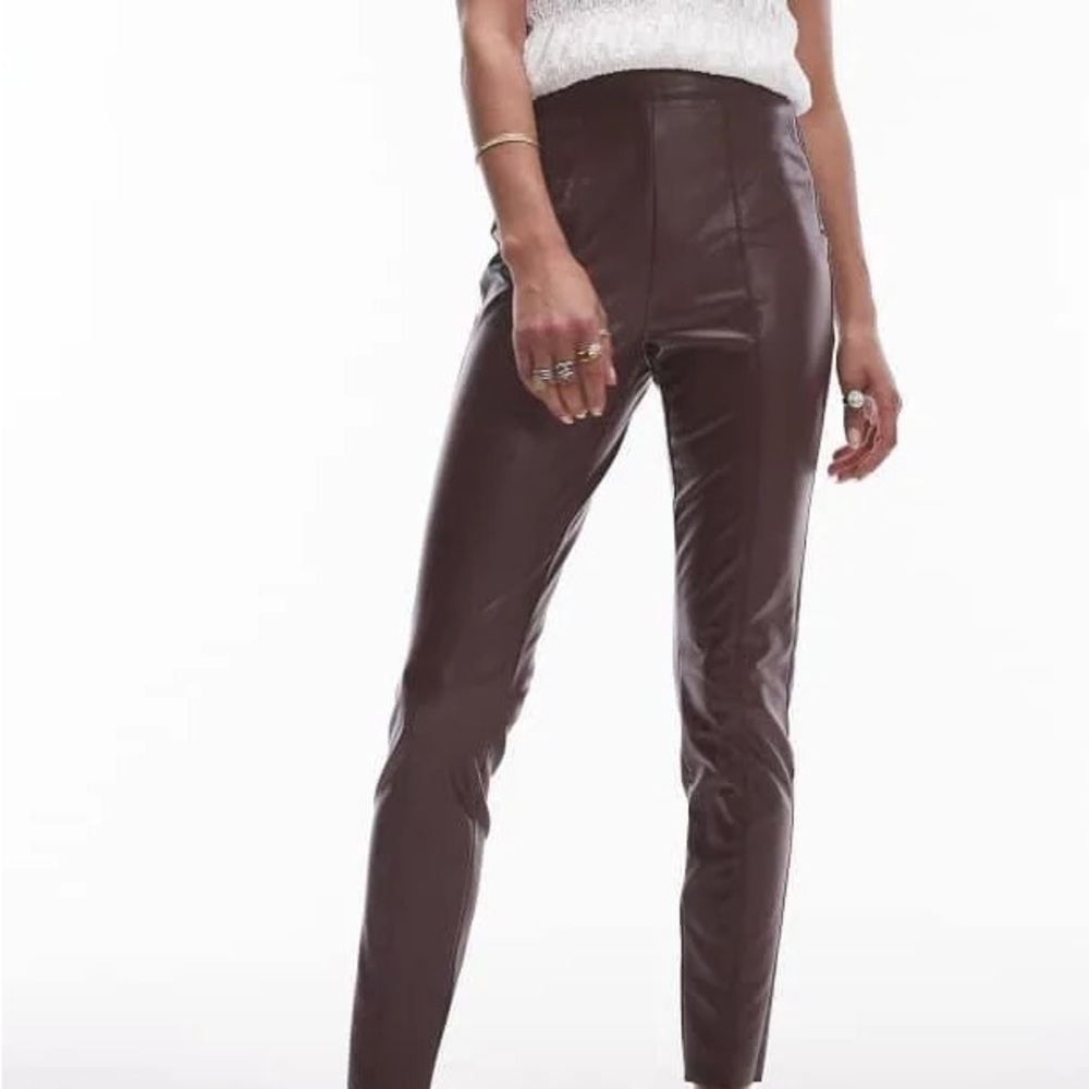 Topshop burgundy faux leather US 4